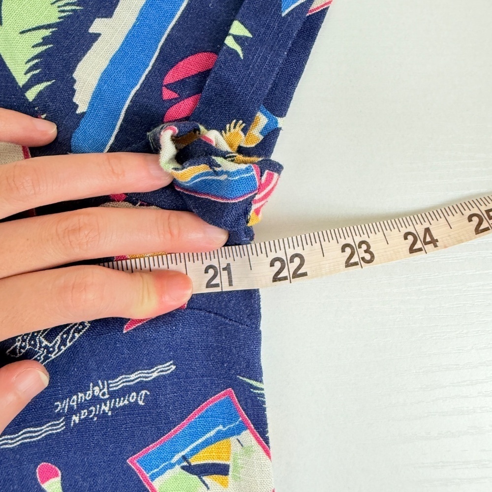 Anthropologie ModCloth Linen-Blend Novelty Print Short Sleeve Blouse XL - Picture 9 of 10